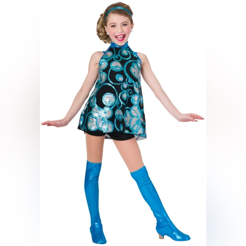 Costume Gallery 17389 Right Round Unitard Sequin Halter Retro Dance Costume